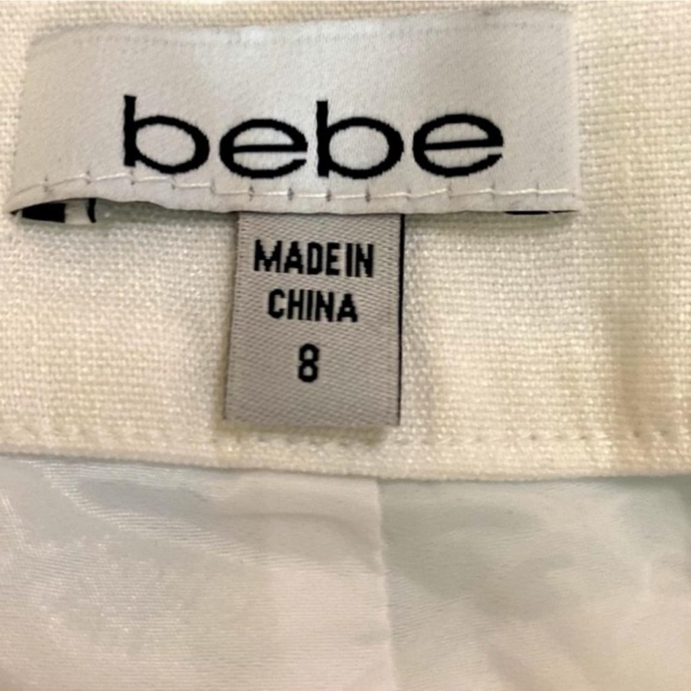 Bebe White Linen Blend Trousers with Fabric Tie Belt - Picture 15 of 15